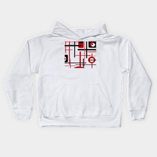 Red, black and white lines Kids Hoodie